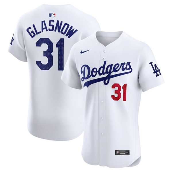 Mens Los Angeles Dodgers #31 Tyler Glasnow White Home Elite Stitched Jersey Dzhi->los angeles dodgers->MLB Jersey